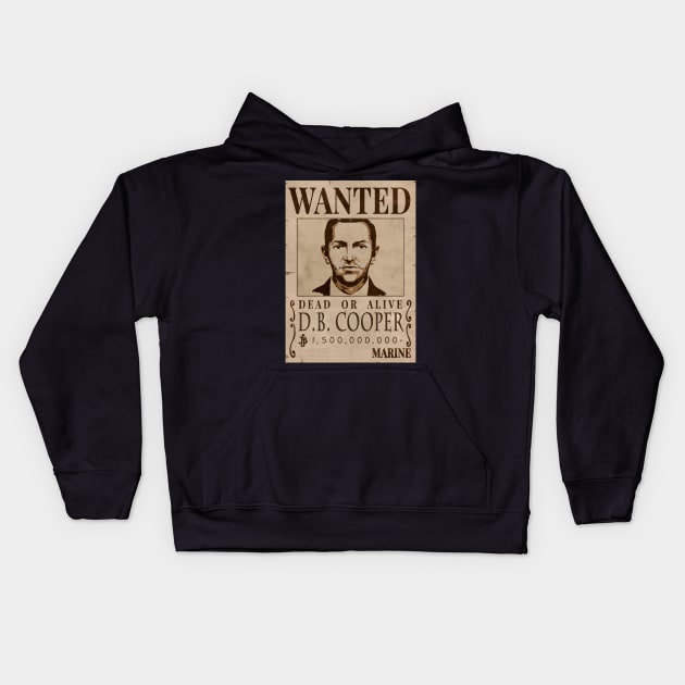 wanted db cooper Kids Hoodie by PRESENTA